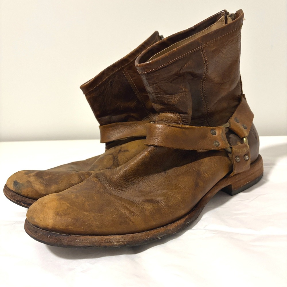 Frye Harness Boots Distressed Biker Moto 11 D Brown Leather 87870